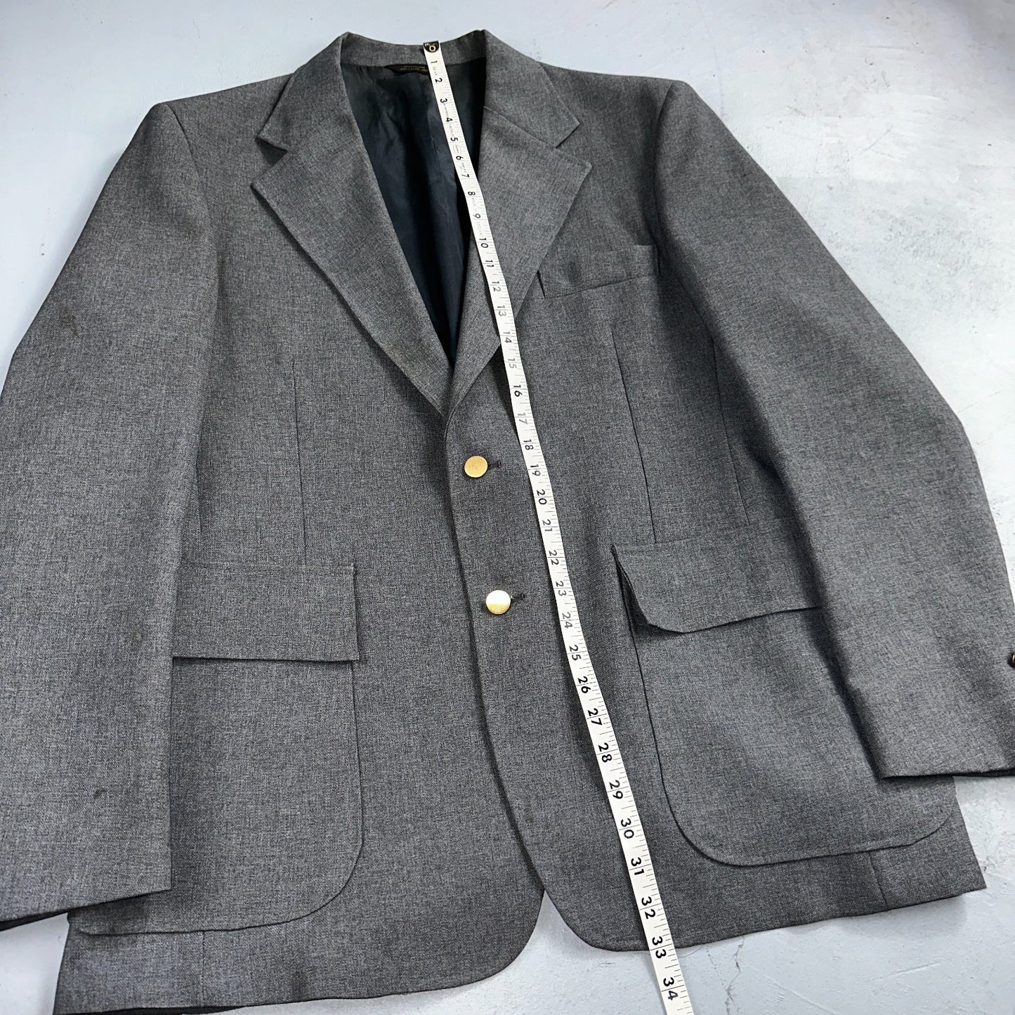VTG Mens 2 PC Suit 44L Jacket Coat Vest Gray Levis Panatela Wool 80s