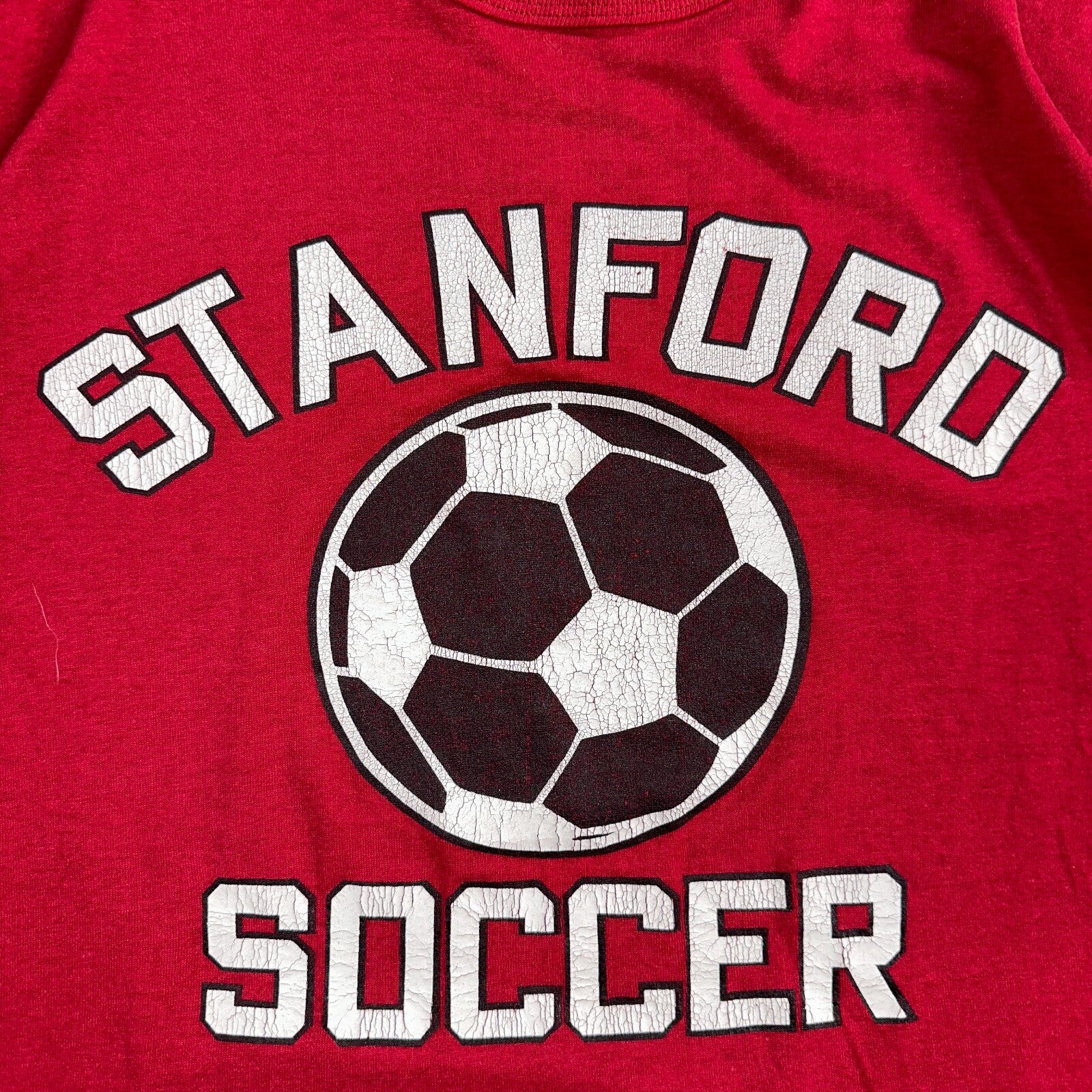 Stanford Soccer Russell Athletic USA VTG T Shirt Single Stitch Sports Red Graphi