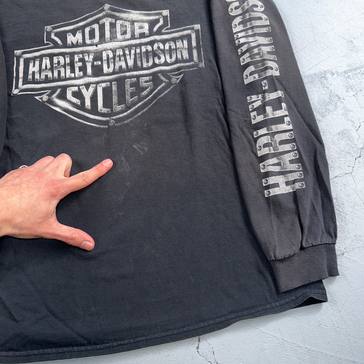 Harley Davidson Y2K Long Sleeve Grunge VTG T Shirt Cleveland Ohio Music 2000s