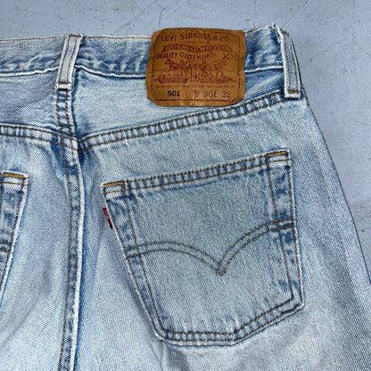 Levis 501 Vintage 90s USA XX Straight Leg Jeans Blue Light Wash 30x32 Act 28x30
