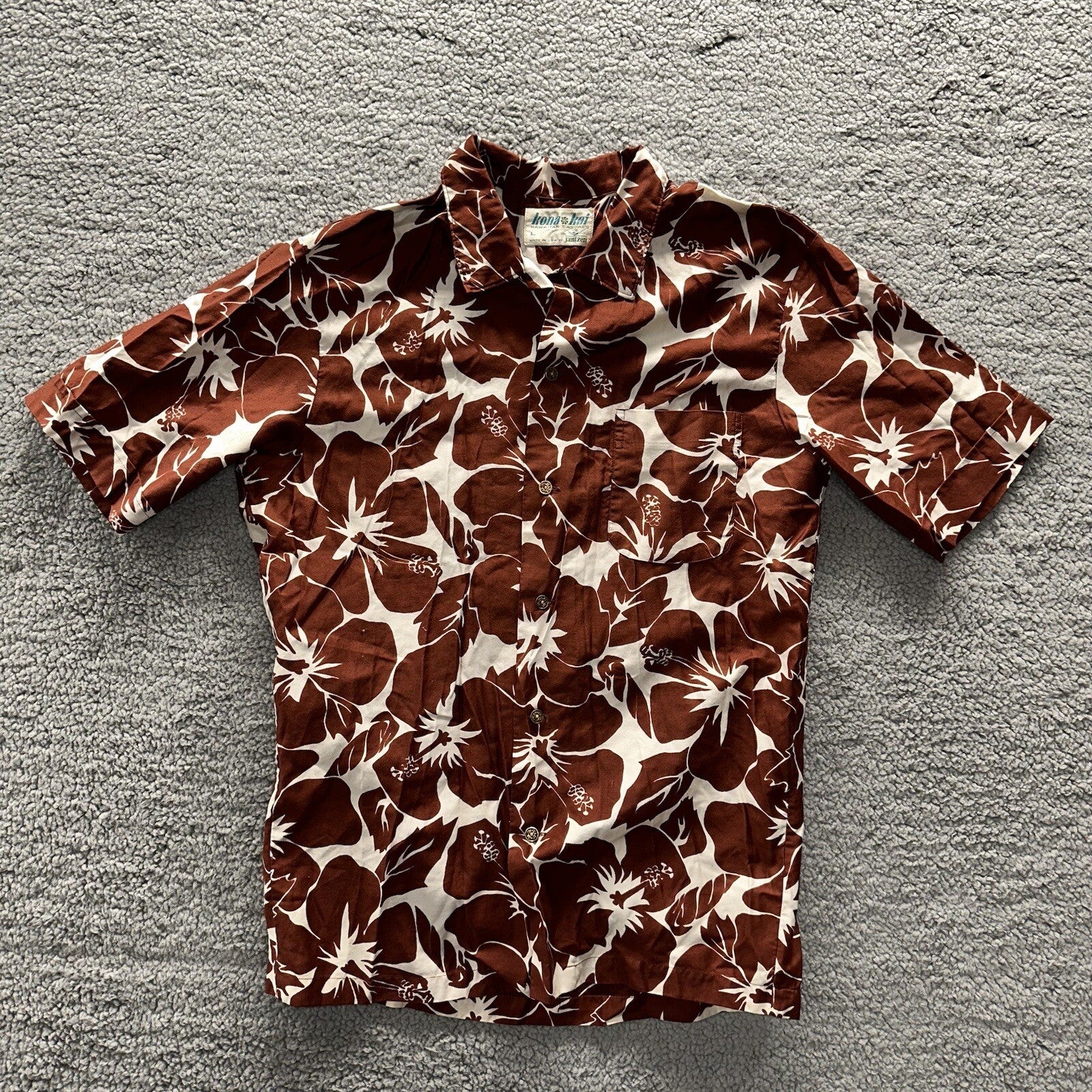 Vintage 50s Hawaiian Aloha Print Shirt Rockabilly Honolulu 60s Button Jantzen