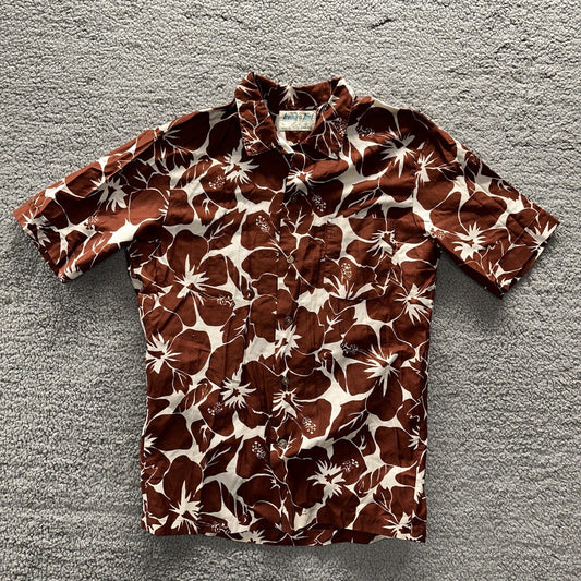 Vintage 50s Hawaiian Aloha Print Shirt Rockabilly Honolulu 60s Button Jantzen