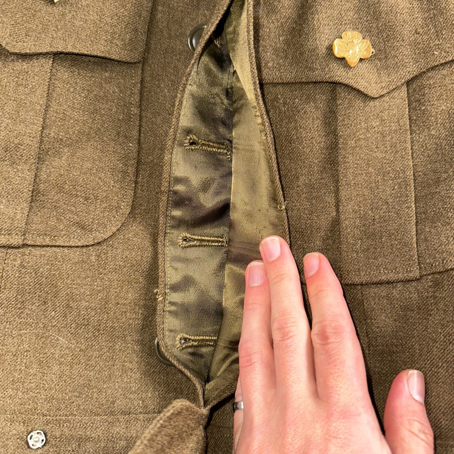 WWII US Army E-6 Ike Jacket 25th Infantry Division Patches WW2 Size 34R Wool