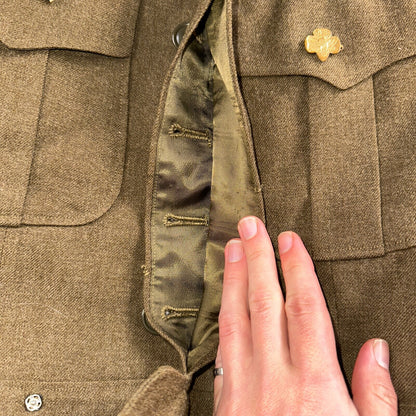 WWII US Army E-6 Ike Jacket 25th Infantry Division Patches WW2 Size 34R Wool