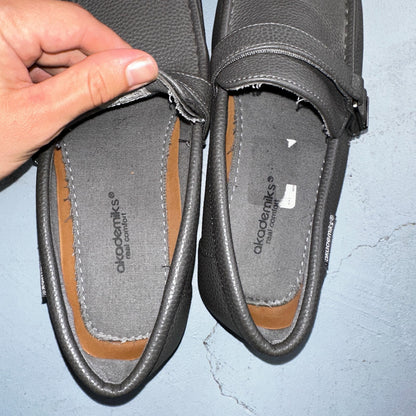 AKADEMIKS Men's Gray Faux Leather Roger Slip-On Driving Loafers SZ 12