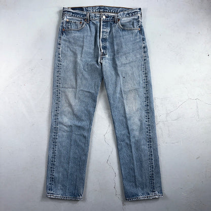Levis 501 Vintage 90s USA XX Straight Leg Jeans Blue Light Wash 35x34 Act 33x30