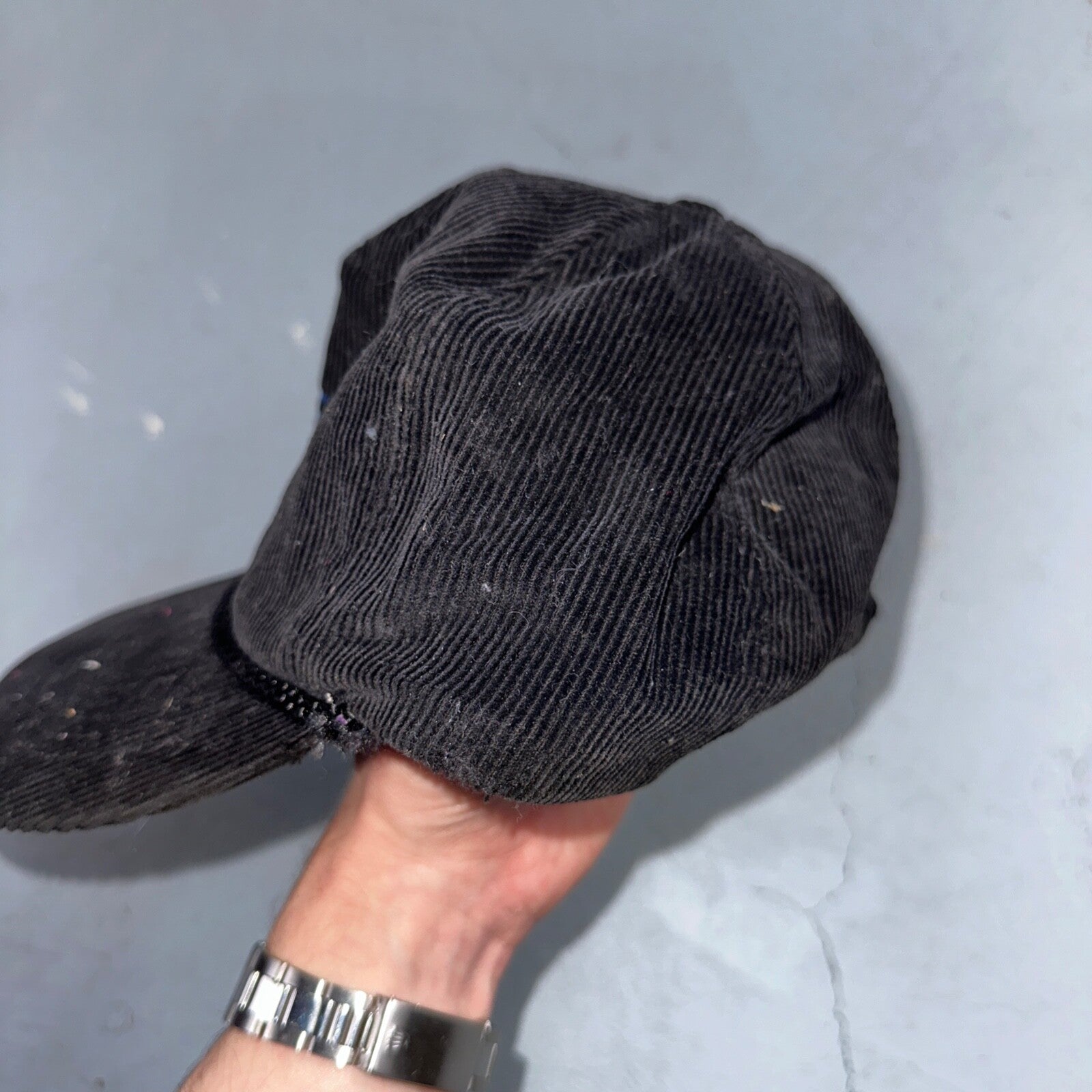 Pepsi VTG Black Corduroy Trucker Hat Cap Snapback Otto 80s 90s Rare Soda