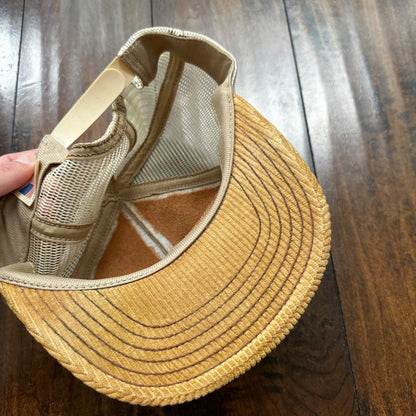 John Deere 50 Series VTG Hat Cap Snapback 90s Leather Corduroy Brown