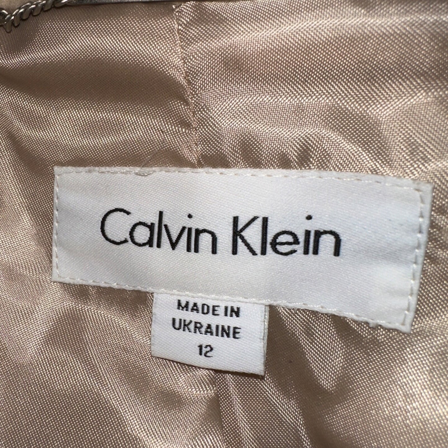 Vintage Calvin Klein Tan Wool Blend Button 2 Pocket Jacket Pea Coat Size 12