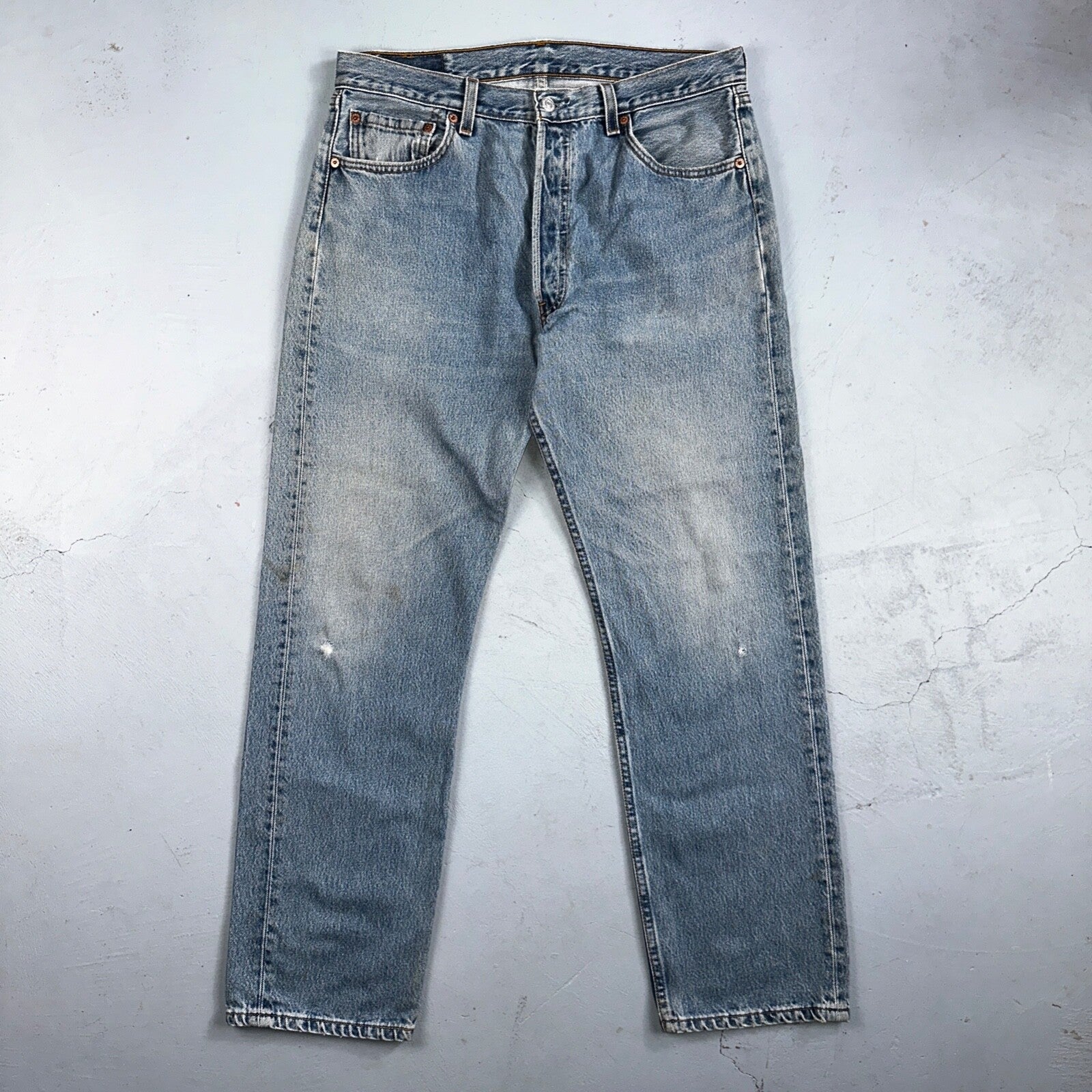 Levis 501 Vintage 90s USA XX Straight Leg Jeans Blue Light Wash 34x30 Act 31x29