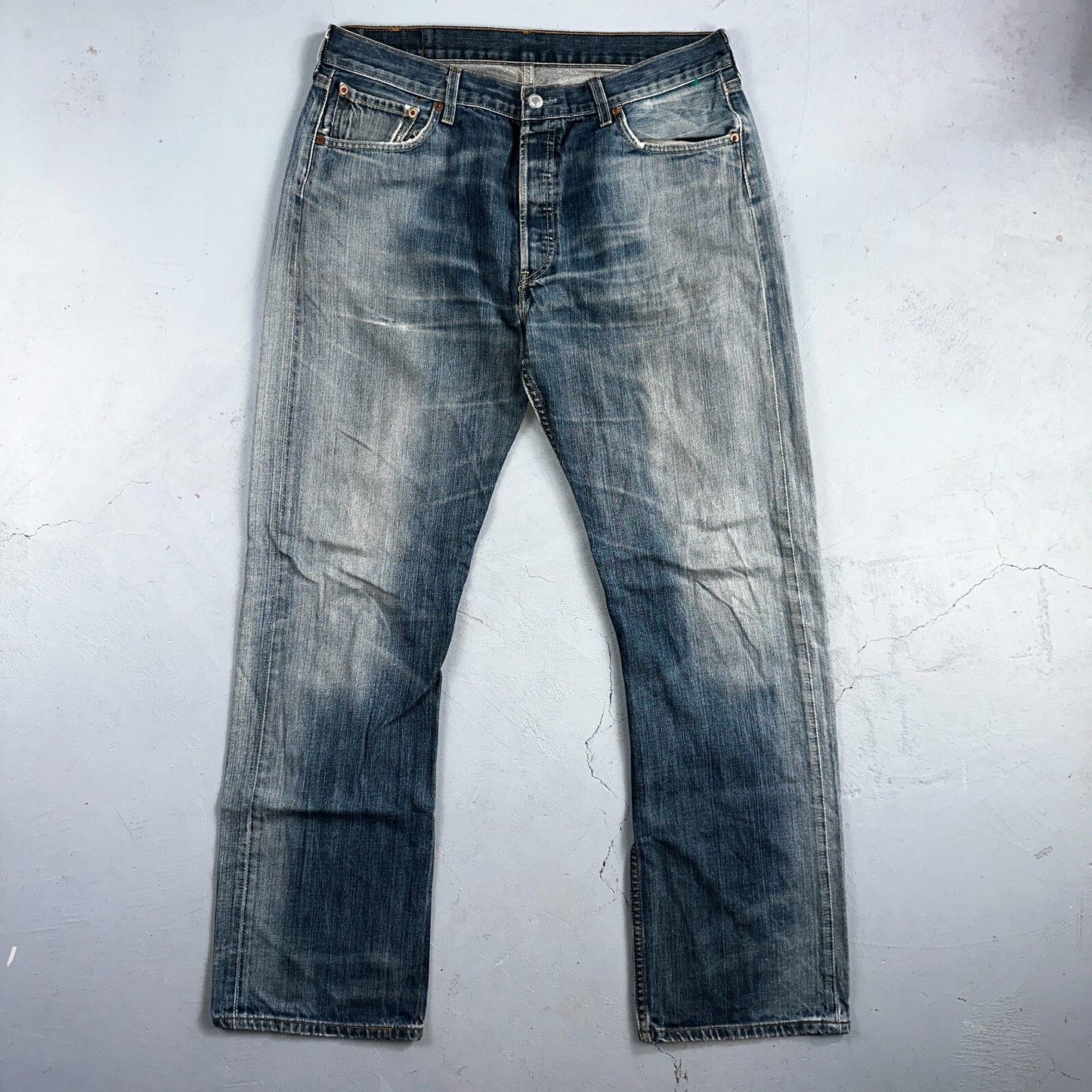 Levis 501 Vintage Y2K XX Straight Leg Jeans Blue Crazy Wash 36x34 Act 34x31