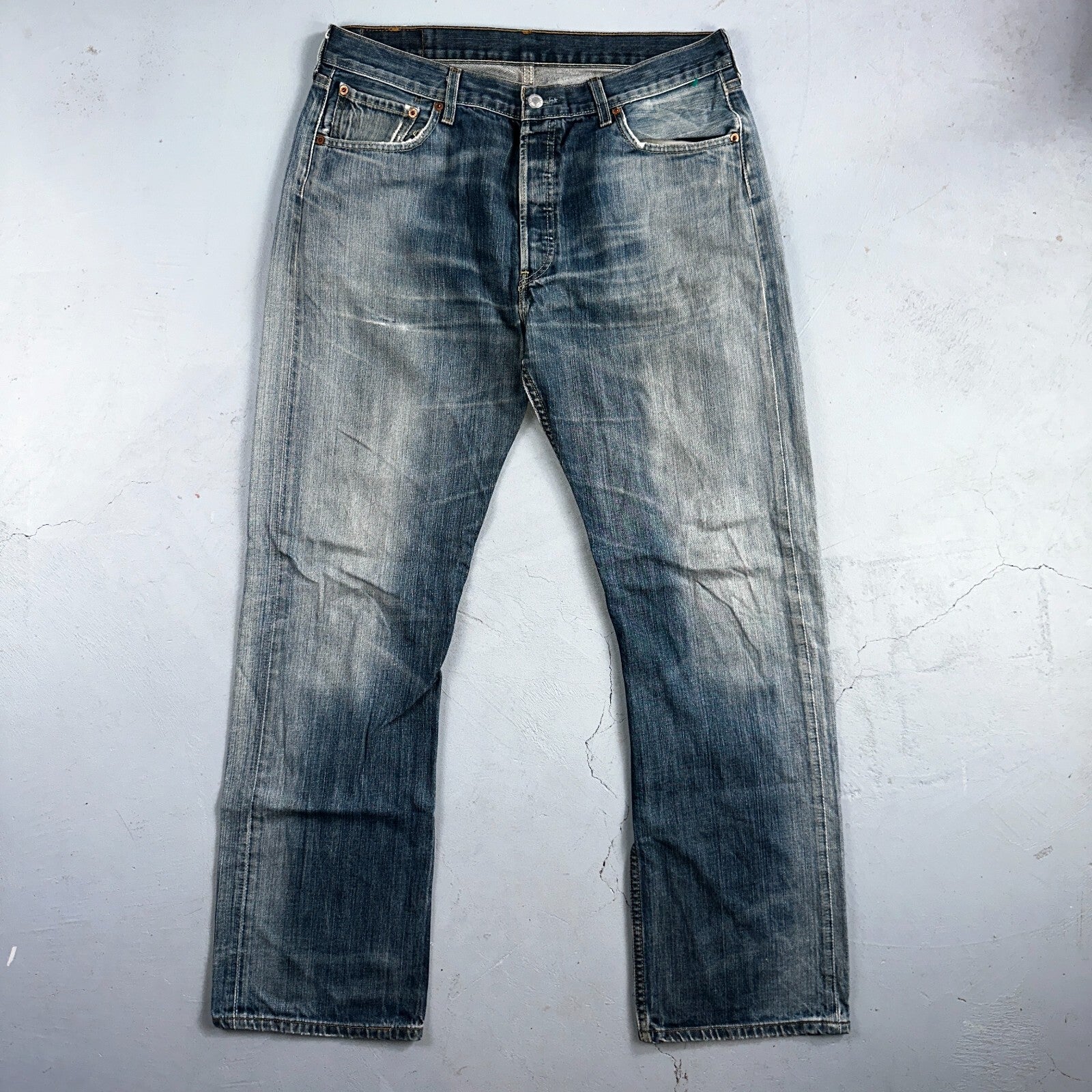 Levis 501 Vintage Y2K XX Straight Leg Jeans Blue Crazy Wash 36x34 Act 34x31