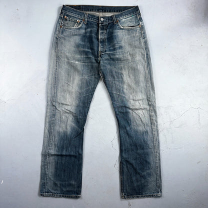 Levis 501 Vintage Y2K XX Straight Leg Jeans Blue Crazy Wash 36x34 Act 34x31