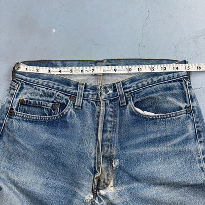 Levis 501 Vintage 80s Redline Selvedge USA XX Jeans Light Wash Capri Act 30x25
