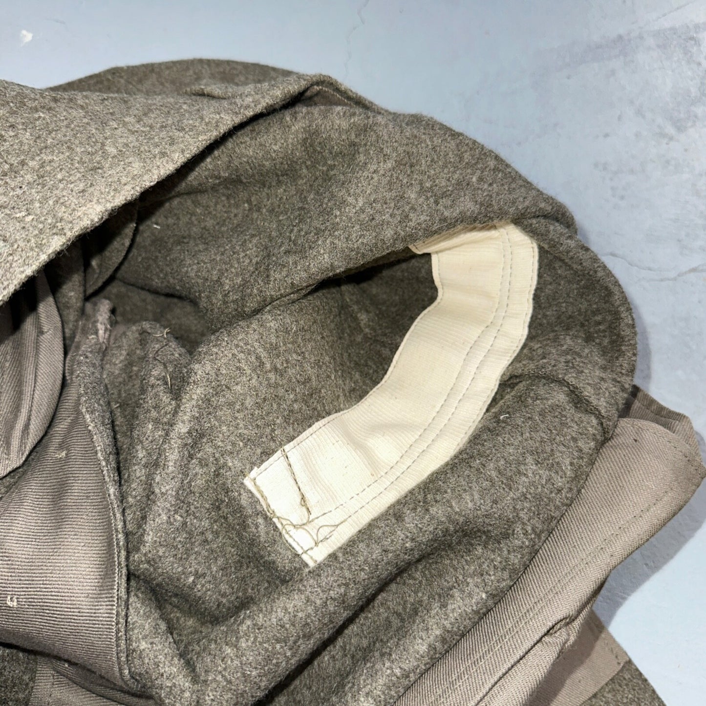 Vintage 1940s Swedish Army Wool Cargo Heavy Pants WWII Leather Straps 35x32