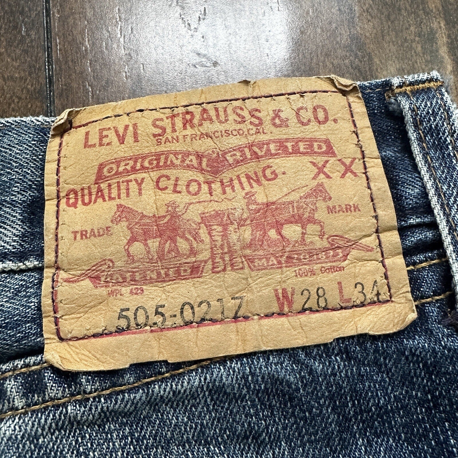 Levis LVC Big E Vintage Redline Selvedge Denim 505 Jeans USA Thrashed 28x34 501