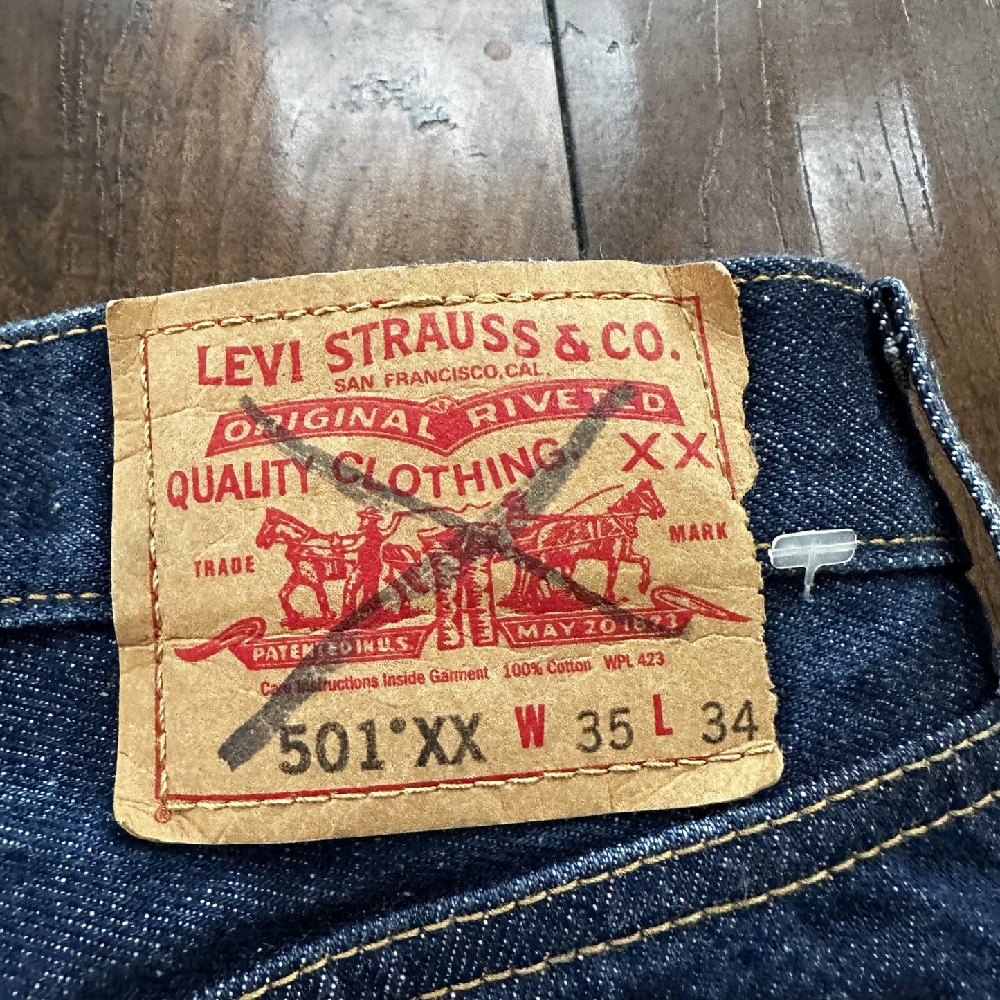 Vintage Y2K 90s Levis 501 XX Button Fly Dark Wash 35x34 Jeans Act 33x30