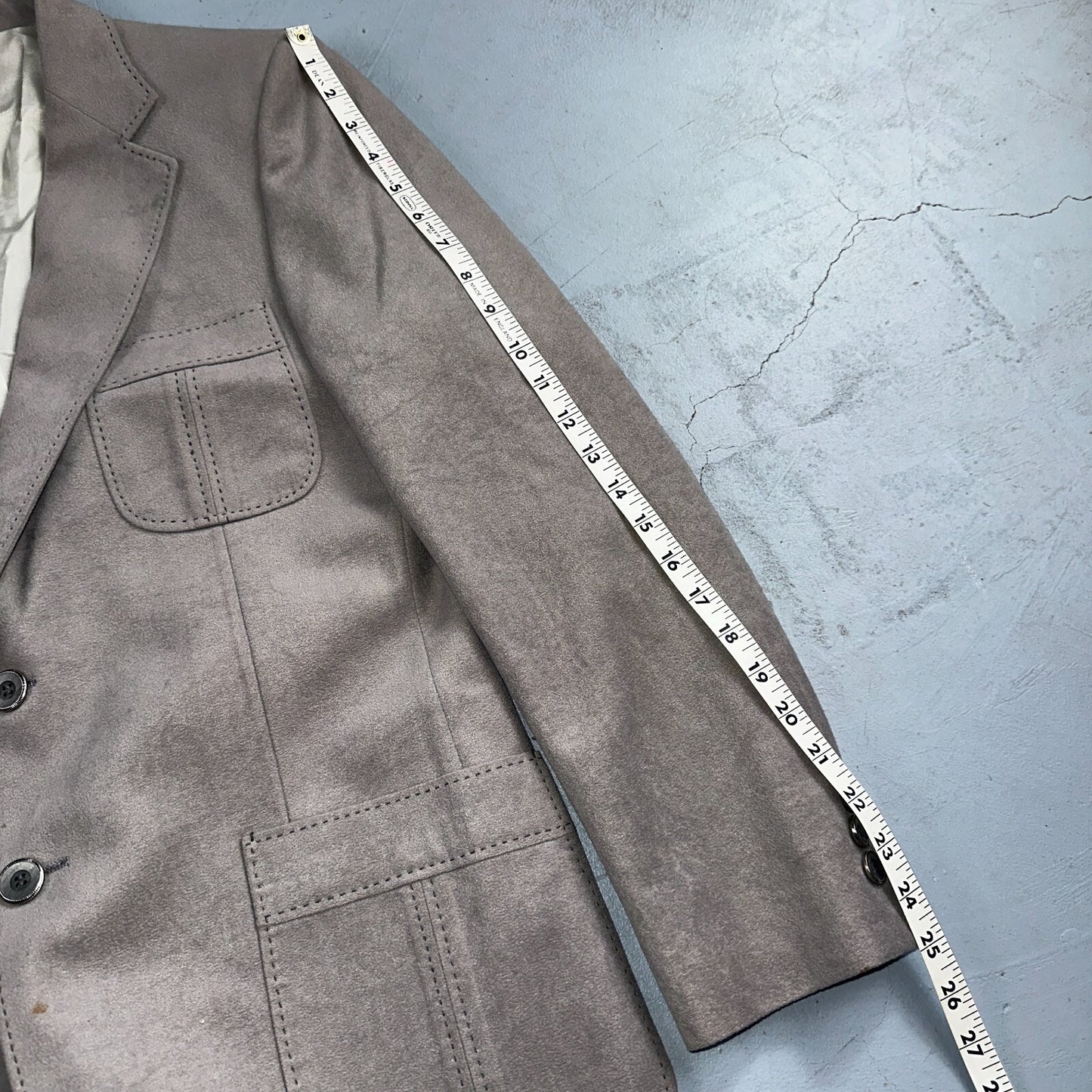 VTG Mens Suit 38 Jacket Sport Coat Rockabilly 60s 70s Suede Gray Disco The Knack