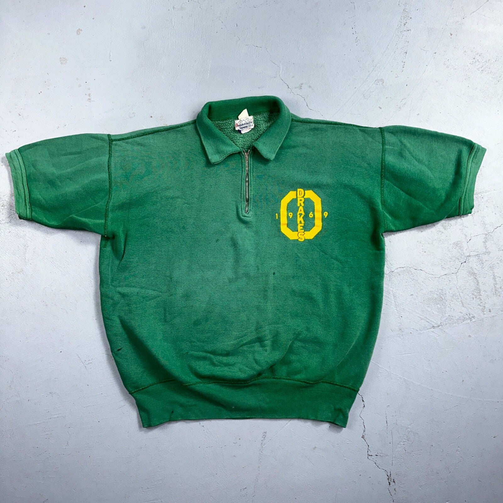 VTG 60s Oregon Track Sweatshirt Champion 1969 Drakes Rockabilly Ducks Polo Zip