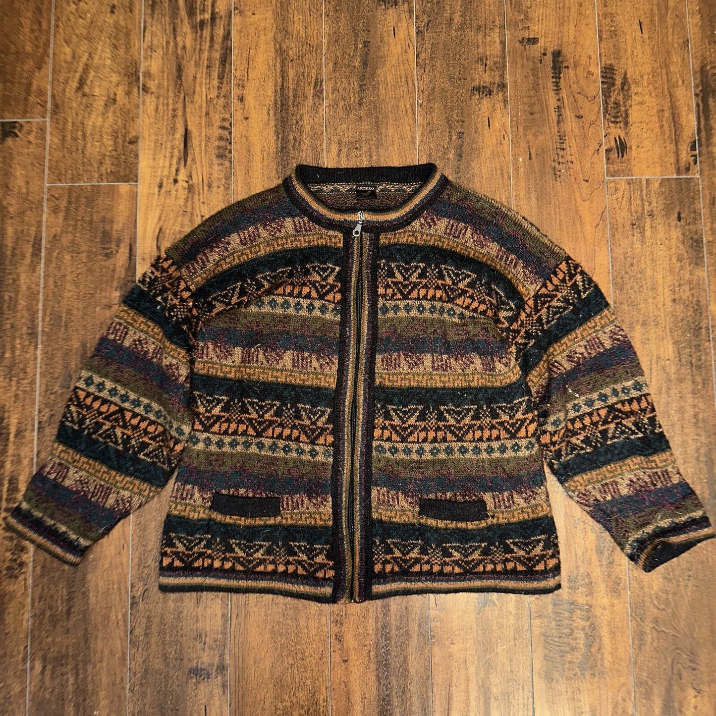 Icelandic style Alpaca wool sweater Vintage 80s 90s Artexo Pattern Crazy Cool