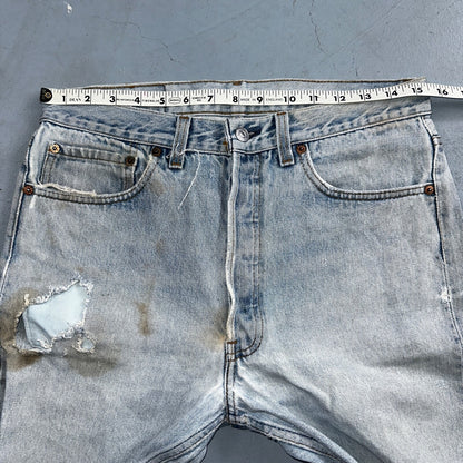 Levis 501 Vintage 90s USA XX Straight Leg Jeans Blue Light Wash 34x36 Act 31x32
