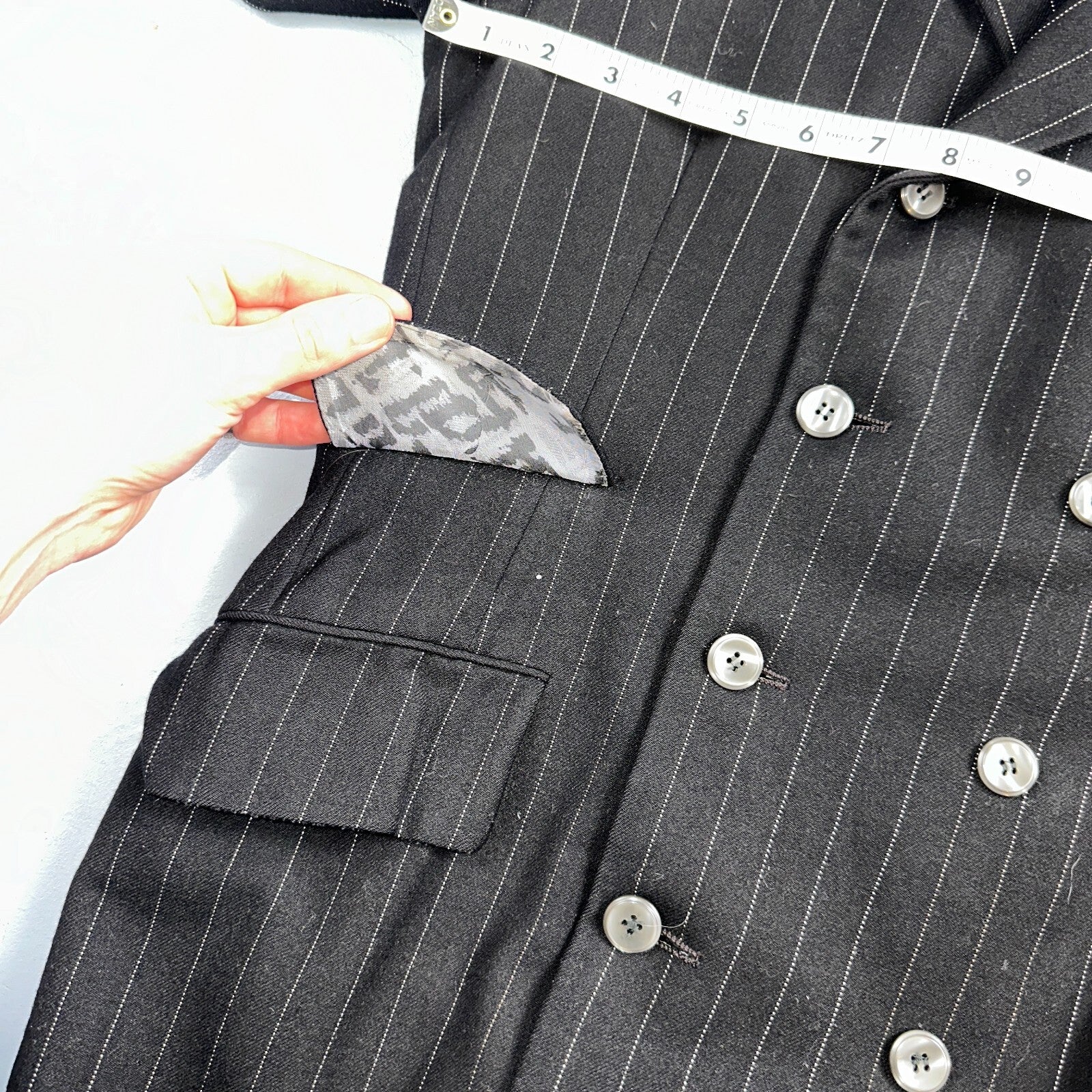 VTG Mens Suit 36 Double Breast 8 Button Jacket Sport Coat Rockabilly 50s Striped