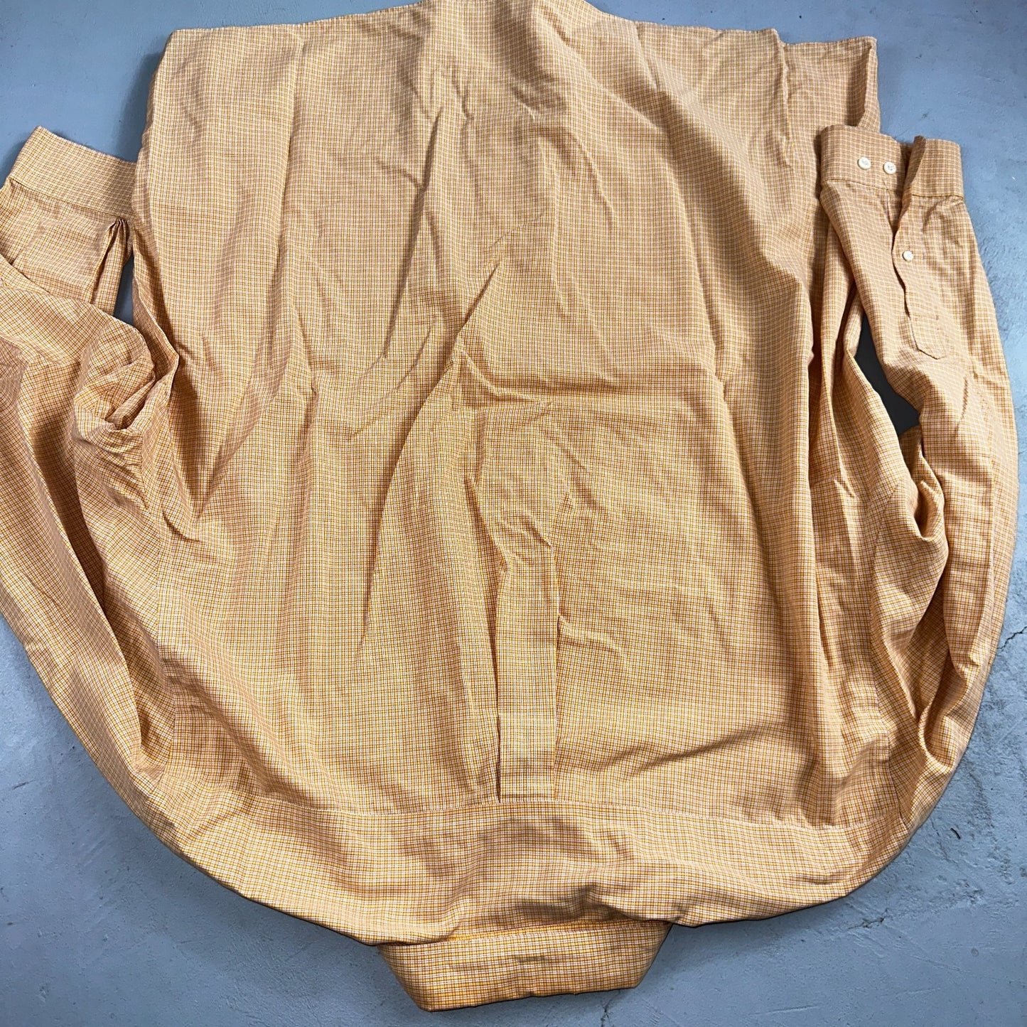 Brooks Brothers No Iron Button Down Long Sleeve Orange White Check Shirt 2XL