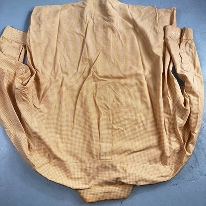 Brooks Brothers No Iron Button Down Long Sleeve Orange White Check Shirt 2XL