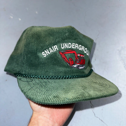 Snair Underground Corduroy VTG Hat Cap Snapback Construction Bulldozer Otto