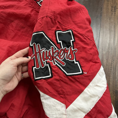 Vintage 90s 80s Nebraska Huskers Full Zip Starter Jacket Puffer Men's Large NCAA