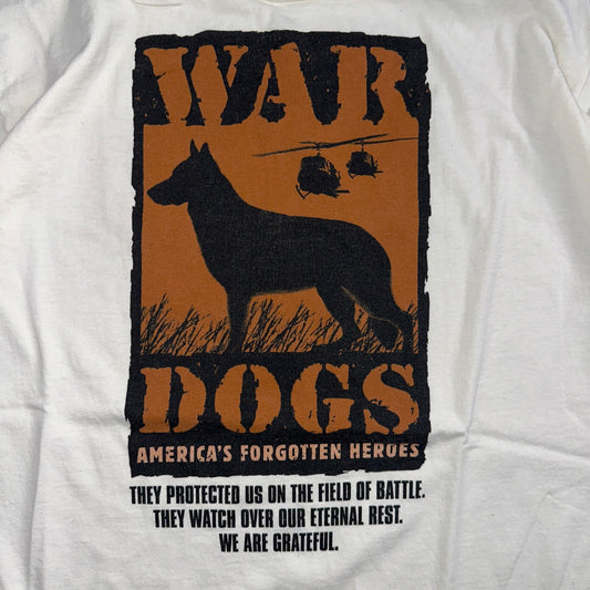 War Dogs Anvil 90s VTG T Shirt Forgotten Heros Army Large Graphic USA Animals