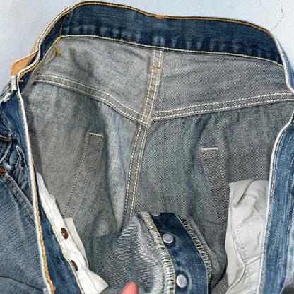 Levis 501 Vintage Y2K XX Straight Leg Jeans Blue Crazy Wash 36x34 Act 34x31