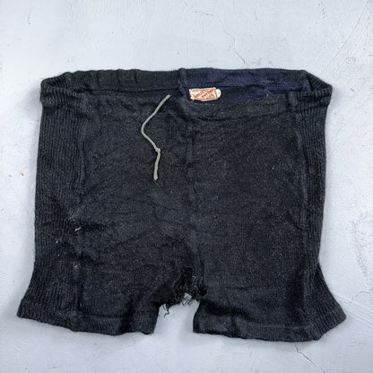VTG 50s 60s Lasley Knitting Co Wool Letterman Navy Black Shorts Rare Swim Trunks