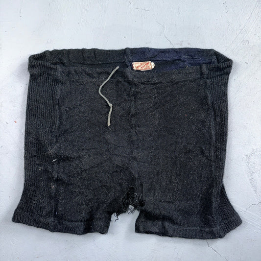 VTG 50s 60s Lasley Knitting Co Wool Letterman Navy Black Shorts Rare Swim Trunks