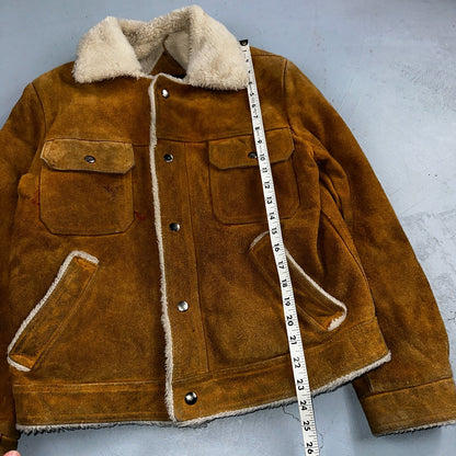 Vintage Suede Grande Bay Rancher Trucker Sherpa Lined Jacket Coat Men's 36