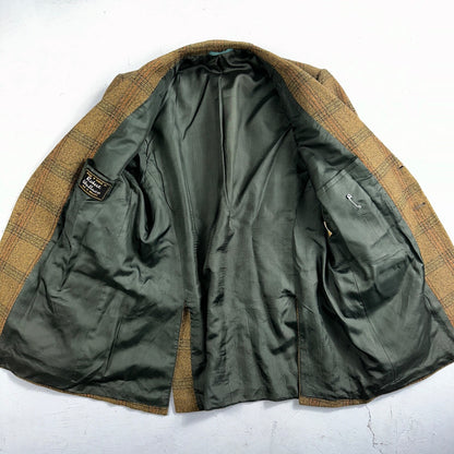 VTG Mens Suit 42 Jacket Sport Coat Rockabilly 80s 70s Wool Stripe Brown Short