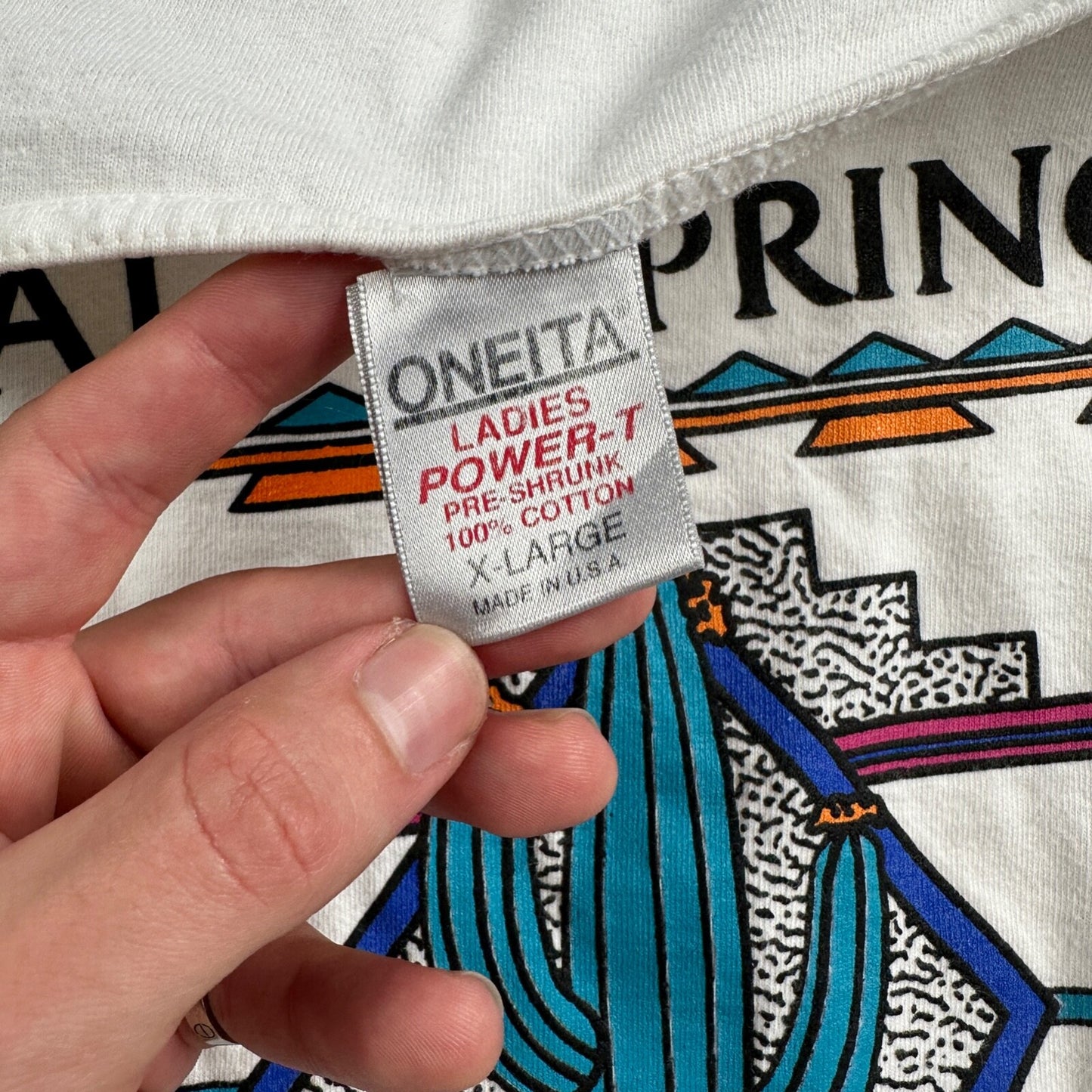 Oneita Palm Springs VTG T Shirt Ladies Power T XL White California Cactus