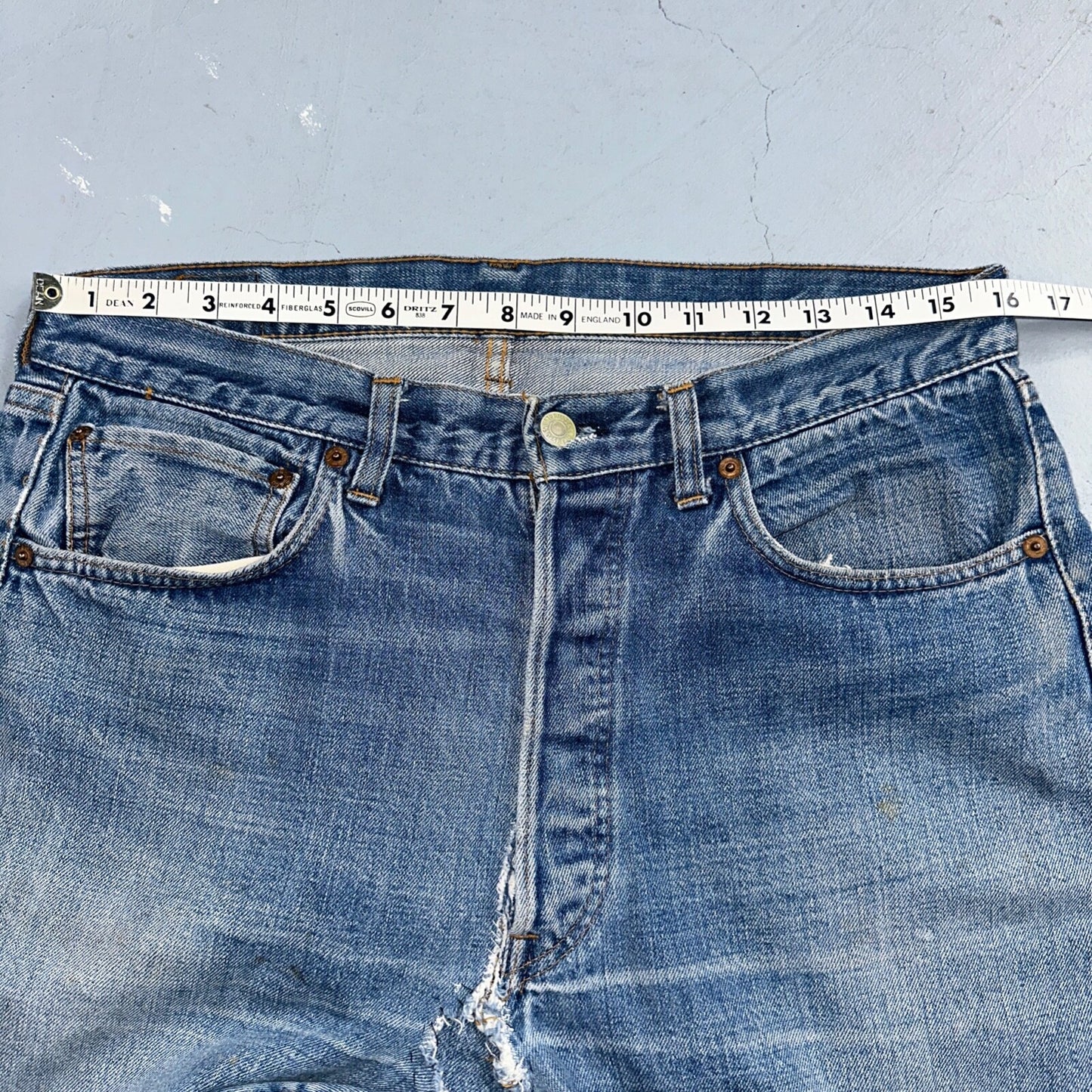 Levis 501 VTG 70s SS Redline Selvedge Jeans XX Med Wash 35x32 Act 32x28