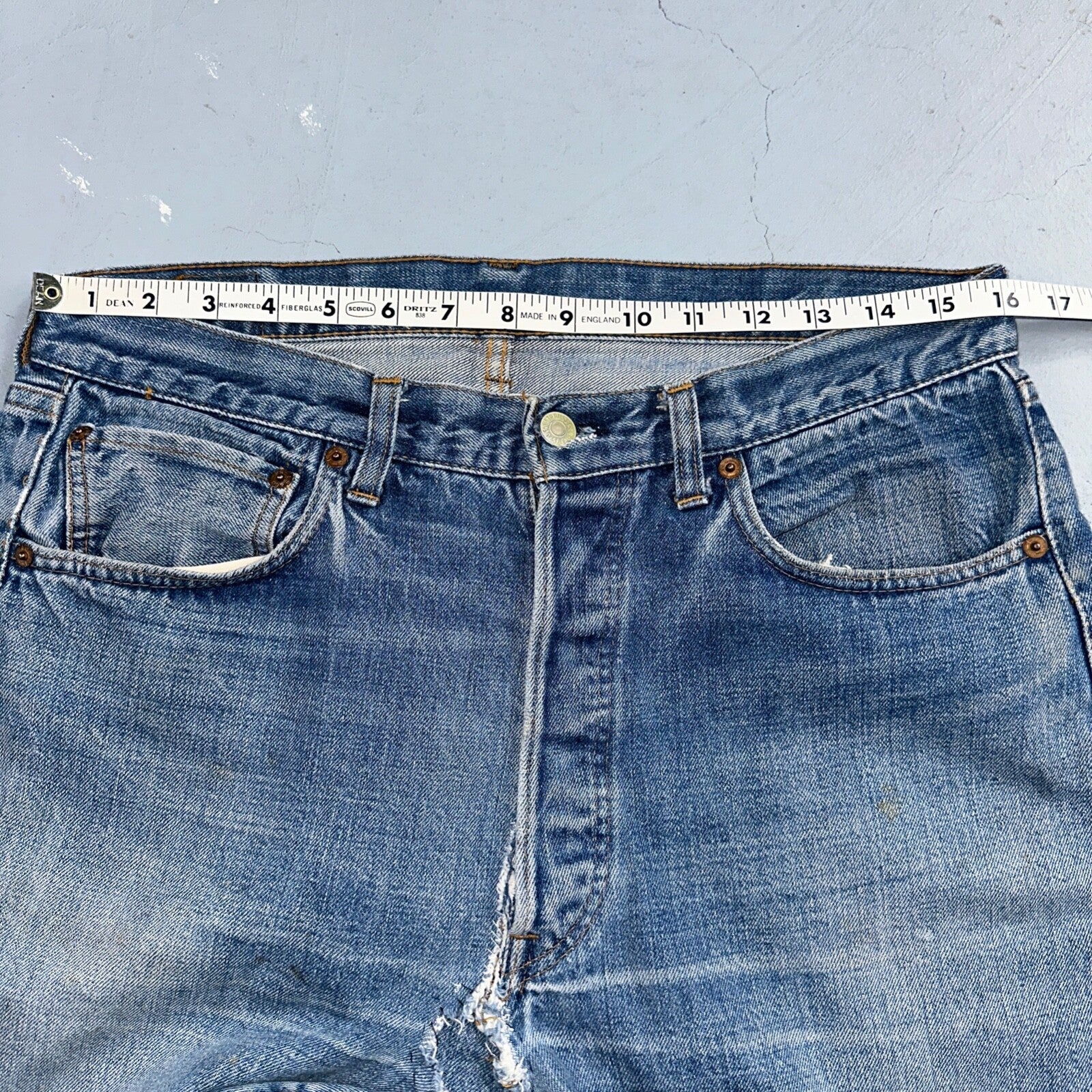 Levis 501 VTG 70s SS Redline Selvedge Jeans XX Med Wash 35x32 Act 32x28