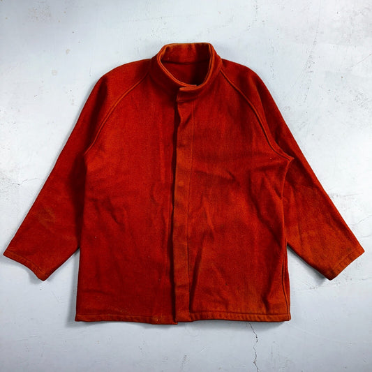 Vintage 60s 70s Wool Delivery Workwear Jacket M Rockabilly Burnt Orange Red