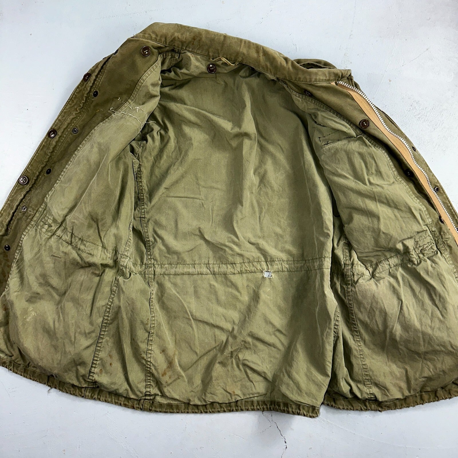Vintage Military Jacket Green Button Up Vietnam Era 60s 70s M65 M1951 Parka
