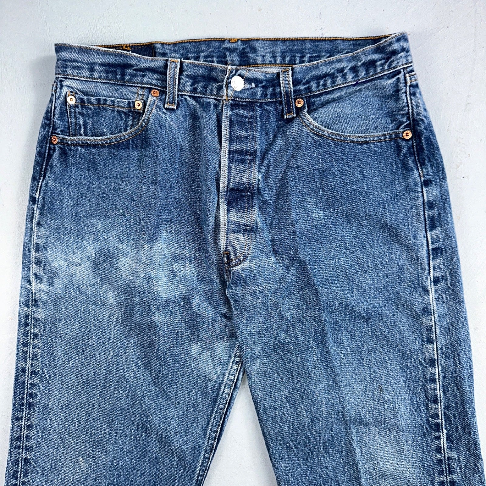 Levis 501 Vintage 90s USA XX Straight Leg Jeans Blue Light Wash 35x34 Act 32x30