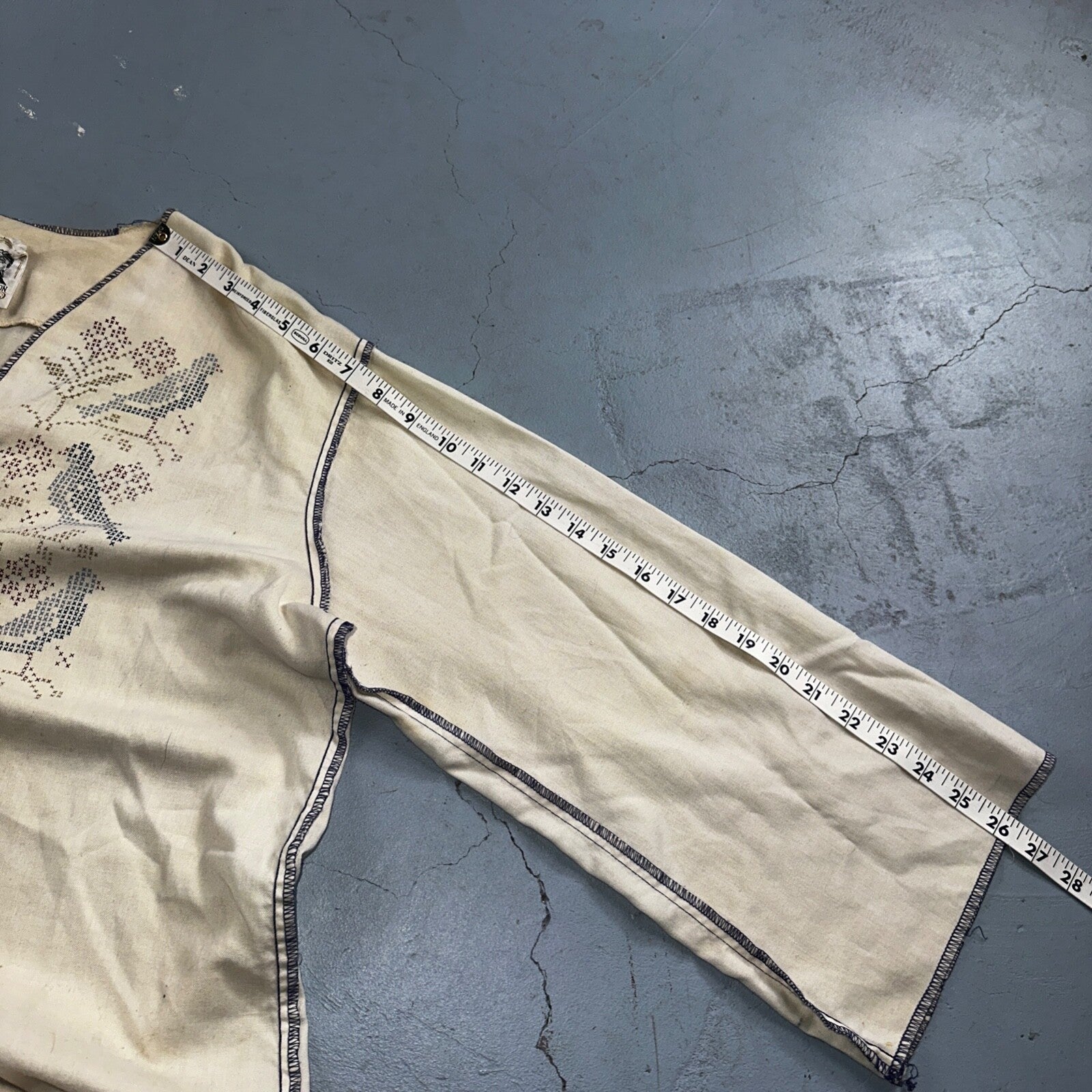 VTG 70s Kennington Cool Breeze Bird Linen Beach Shirt Sheer Unisex Stained