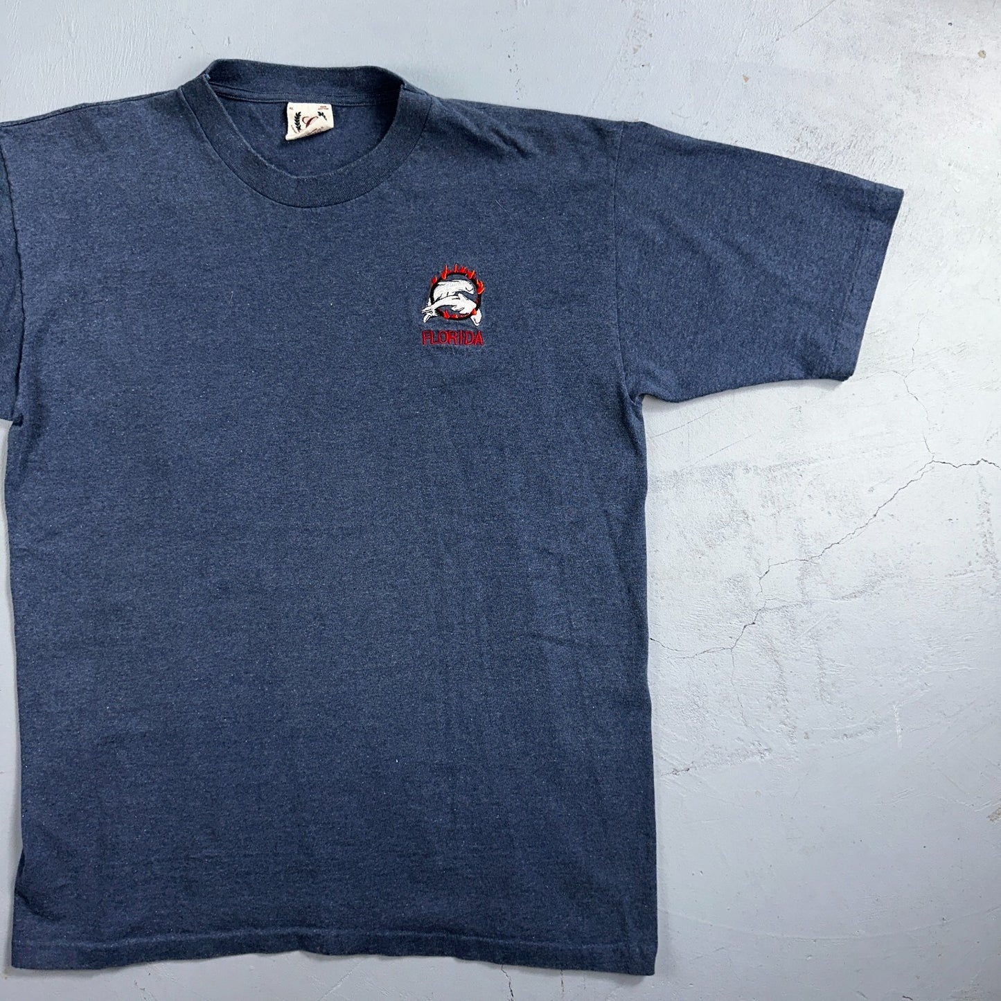 Florida Dolphins Through Hoops VTG T Shirt Sea World Single Stitch Blue 90s