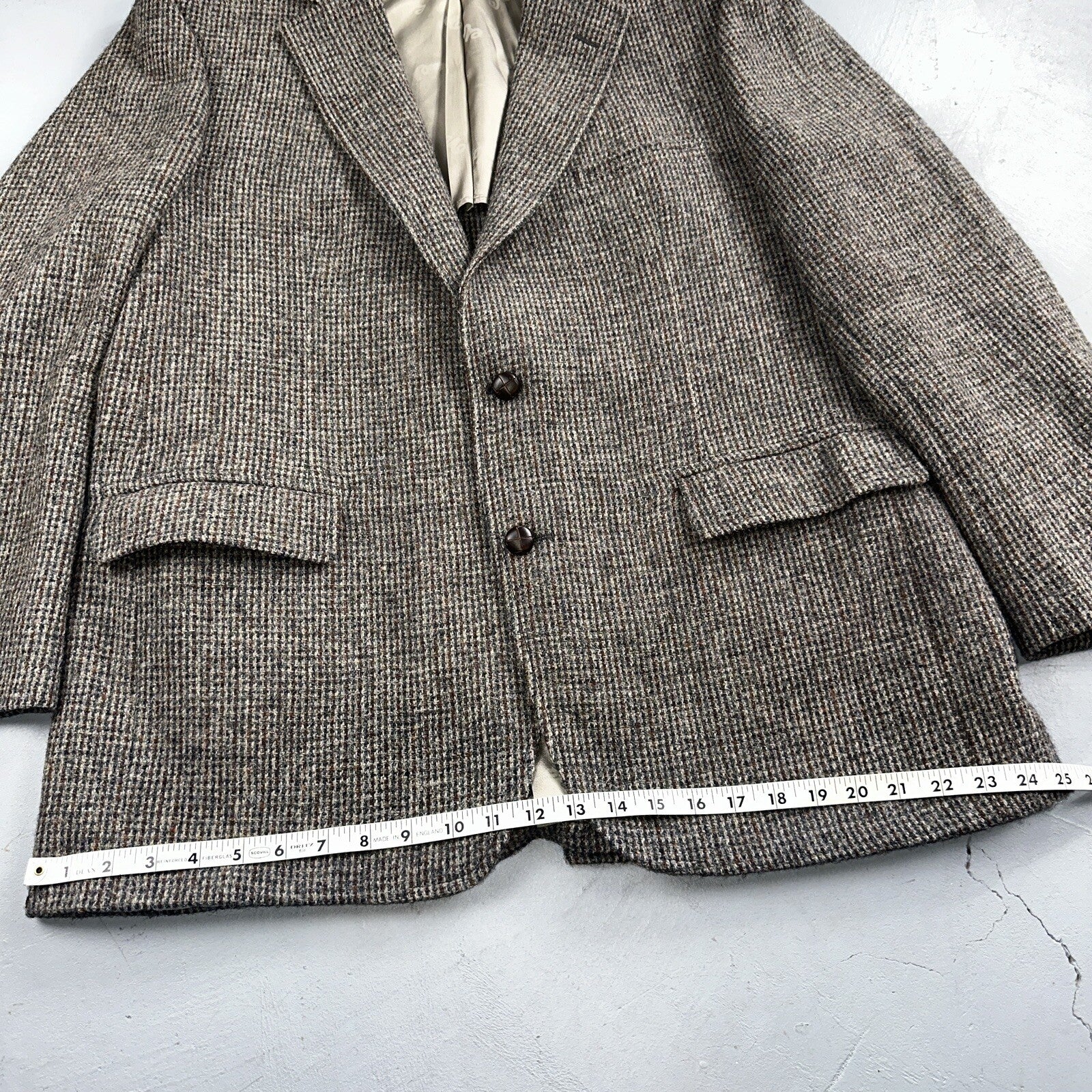 Norm Thompson VTG 80s Harris Tweed Preppy Wool Herringbone Blazer Jacket 42