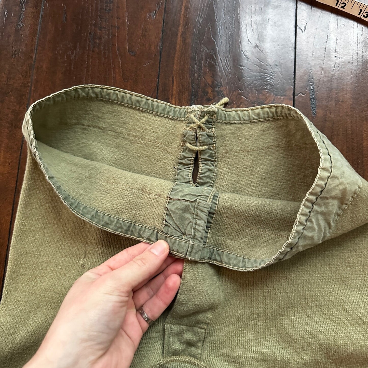 VTG WWII US Military Thermal Wool Pants Joggers Sweatpants 1940s USN Green