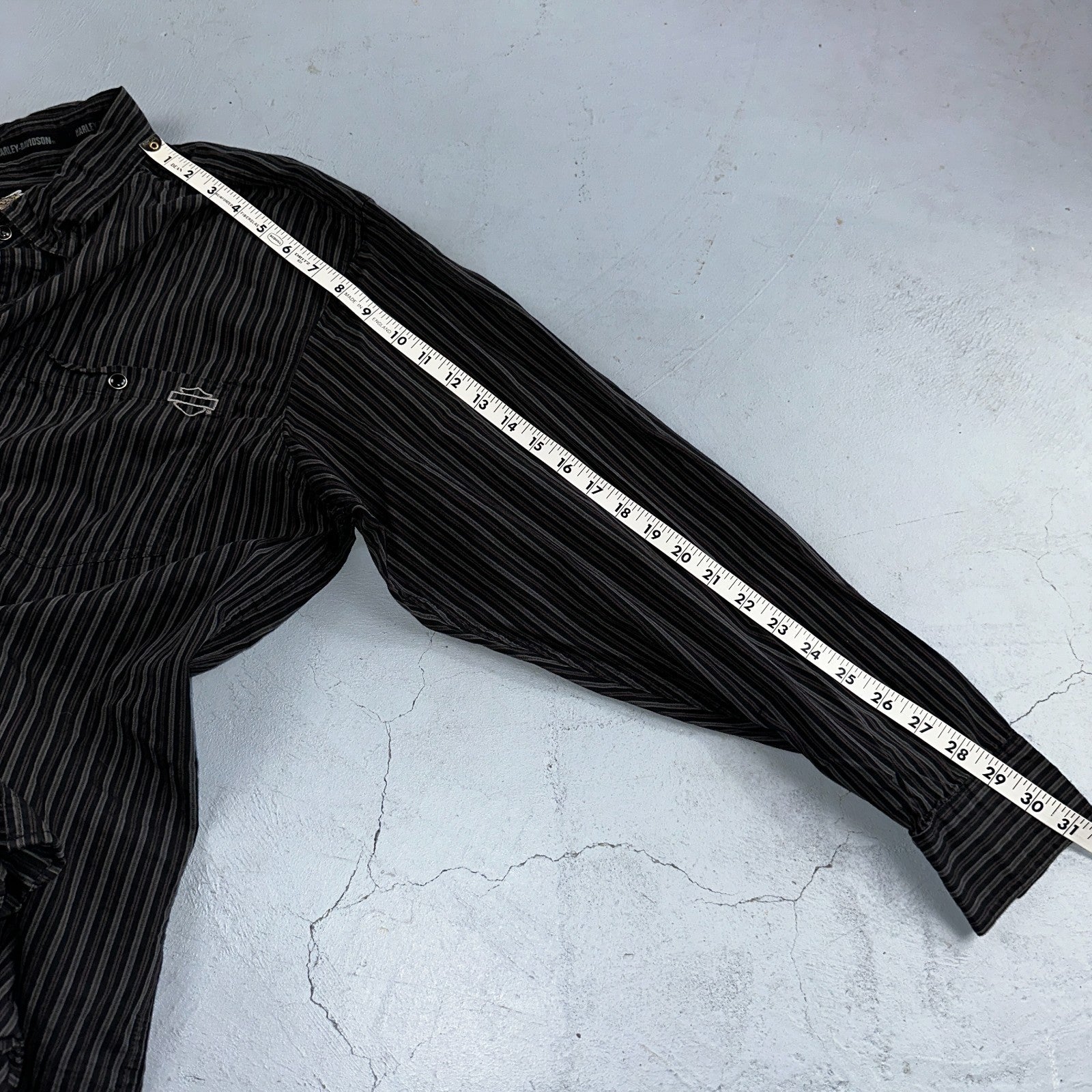 Harley Davidson Pearl Snap Black Shirt Mens XL Striped Biker Motorcycle VTG