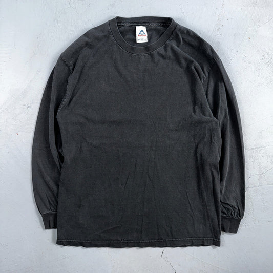 Faded Black Long Sleeve Y2K VTG T Shirt 2000s AAA Thrashed Cool Blank Tee Rips