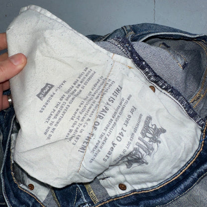 Levis 502 Y2K XX Slim Fit Jeans Blue Med Wash Whiskers 33x34 Vintage Style Worn