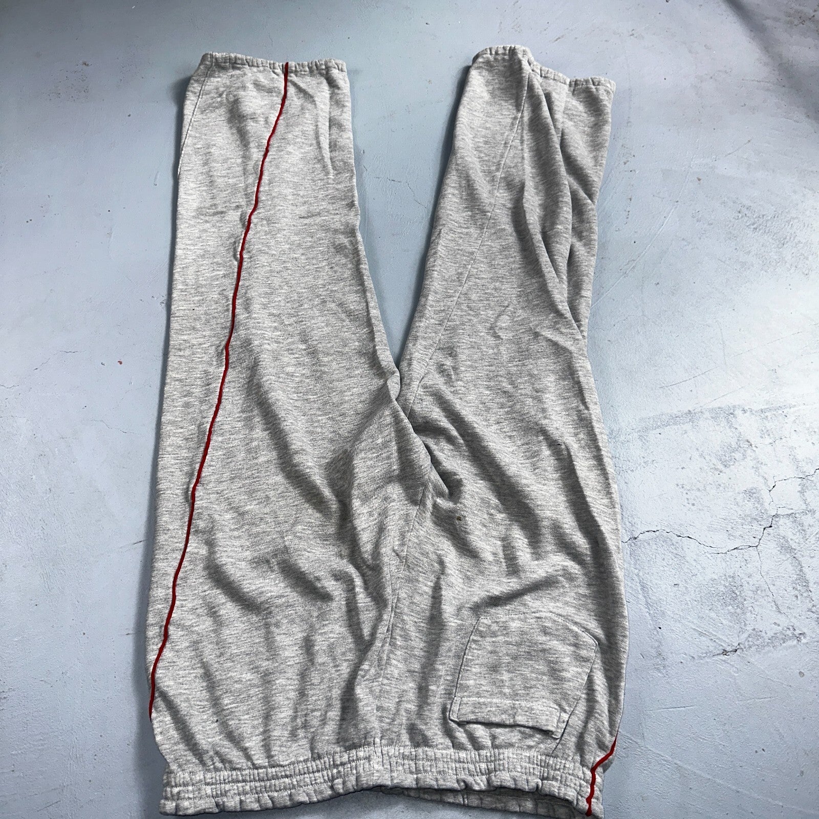 Nike Vintage 80s Sweatpants Large Gray Red Trim Blue Tag 1980s Cotton Jogger